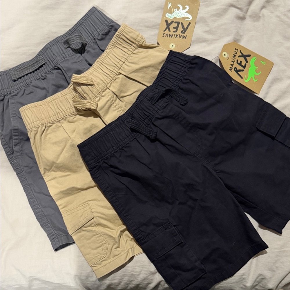 Kids Cargo Shorts - Black, Tan, Gray